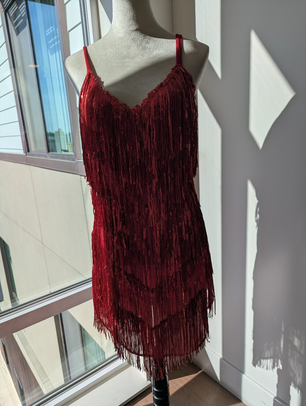 Fashion Nova Red Sequin Fringe Party Dress